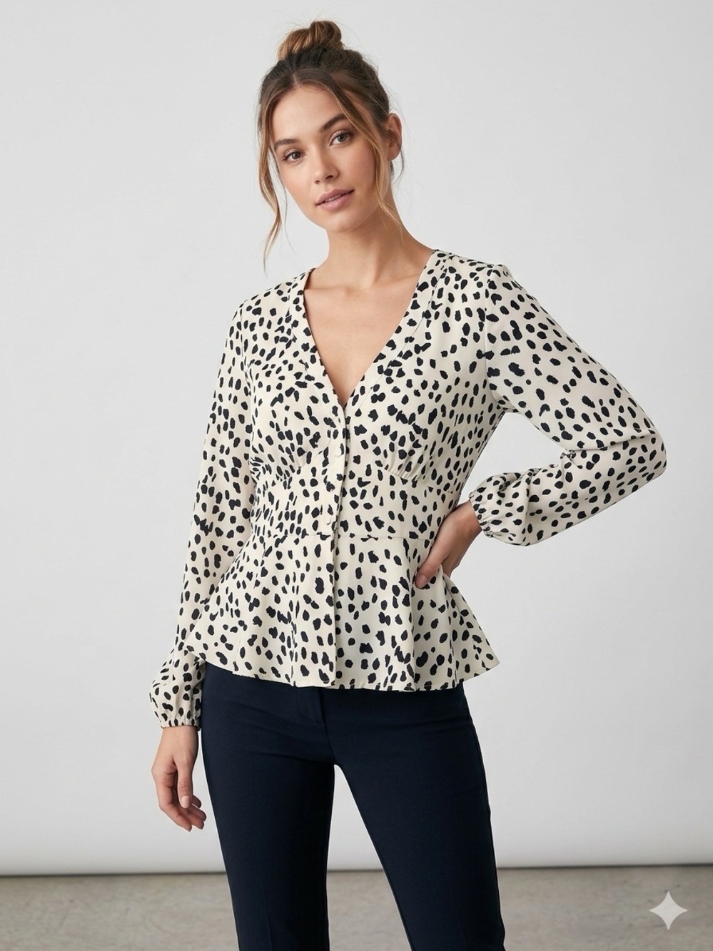 Lulu's Black and White Polka Dot Top